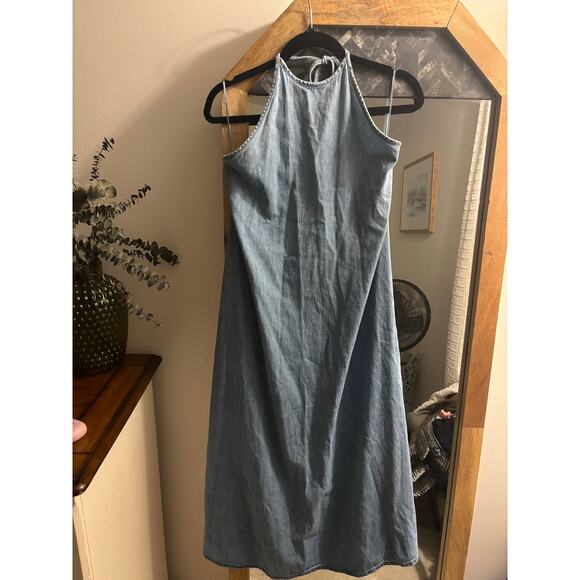 Zara Denim Halter Midi Dress - Picture 2 of 7